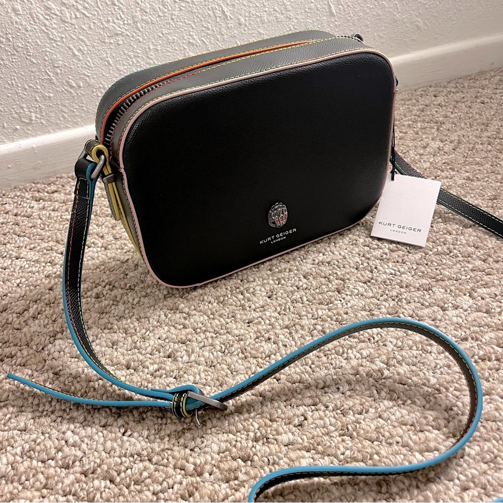Kurt Geiger Richmond Black Leather Crossbody Bag NWT